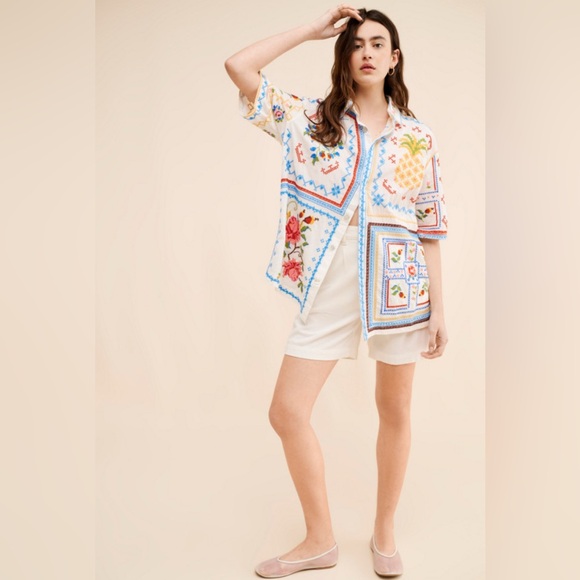 Farm Rio Men’s Tropical Cross Stitch Shirt - Picture 4 of 11